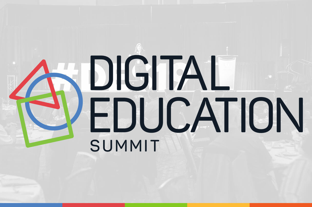 Stylized photo from the 2019 Digital Education Summit keynote.