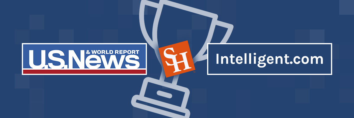 logos for SHSU, US News & World Report, and intellegent.com
