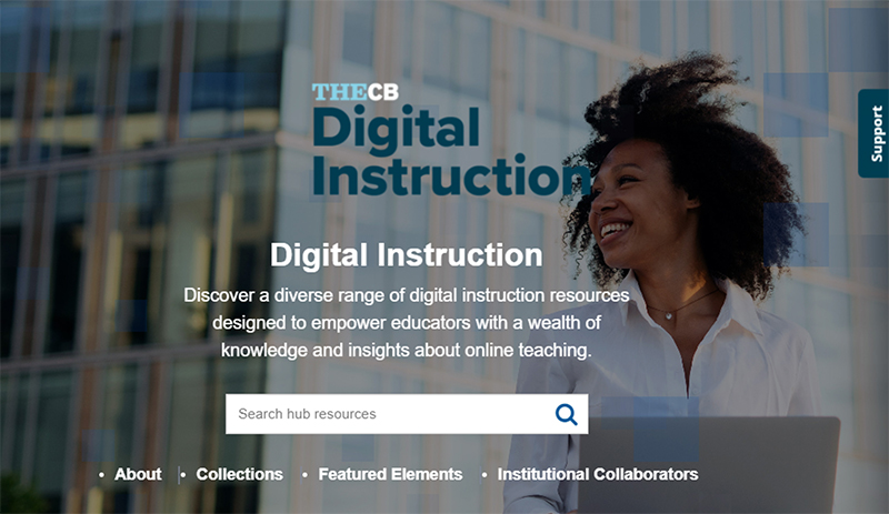 A screenshot of the OERTX Digital Instruction Hub website