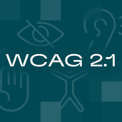 A design showing icons that represent disabilities and the text WCAG 2.1