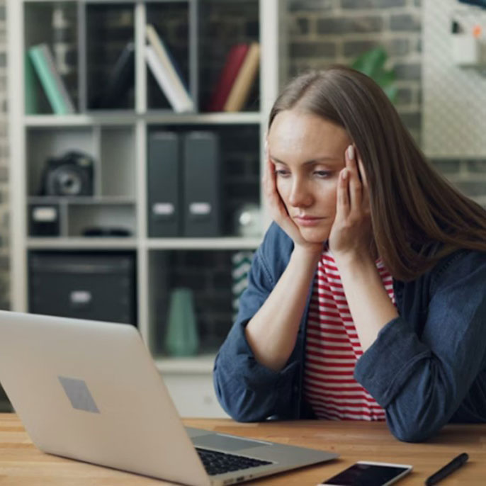 A photo a highly stressed student